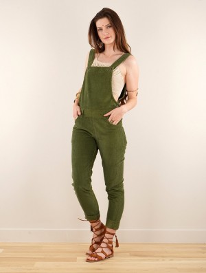 Army green Women Toonzshop Arawat Corduroy Overalls Pants | UKIECNT-14