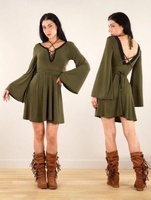 Army green Women Toonzshop Bohemian Dress "Orphée" Dress | FRAXSOD-96