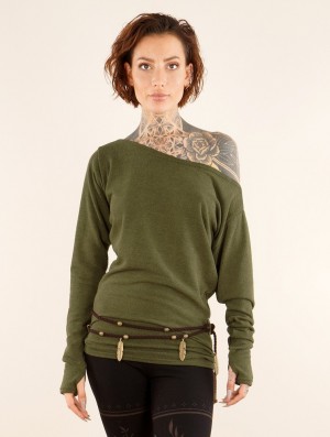 Army green Women Toonzshop Kayäaz Batwing Sleeve Sweater Sweater | PRBLDGE-34