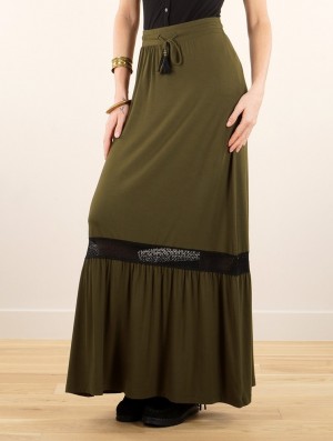 Army green Women Toonzshop Nimue Long Skirt Skirt | WRUHVFK-34