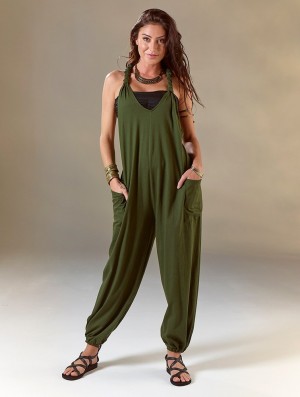 Army green Women Toonzshop Sampatti Harem Pant Overalls Pants | TYPRICH-51