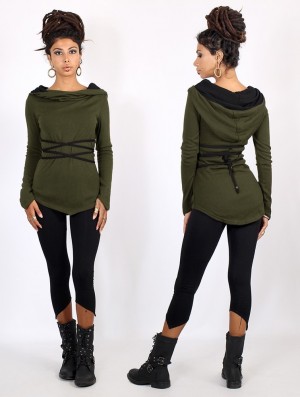 Army green and black Women Toonzshop Käliskä Pullover Pullover | UCPVBXH-71