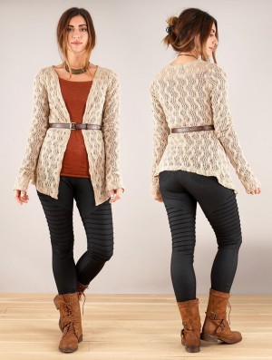 Beige Women Toonzshop Idrïss Crochet Cardigan Cardigan | EKCRUIS-72