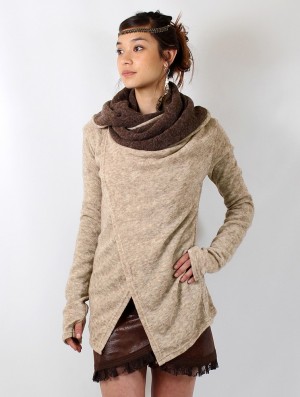 Beige and Brown Women Toonzshop Adrika Cardigan Cardigan | NUWLKVJ-20