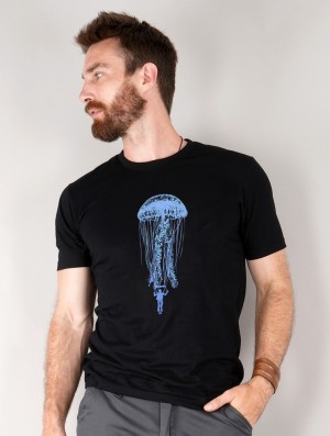 Black Men Toonzshop Medusa Parachute Printed Short Sleeve T-shirt T-Shirt | MJBAOZS-07