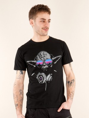 Black Men Toonzshop Yoda Master Printed Short Sleeve T-shirt T-Shirt | IBJOYEW-12