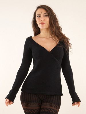 Black Women Toonzshop Endarial Reversible Open Work Knit Sweater Sweater | GPZVYTU-68