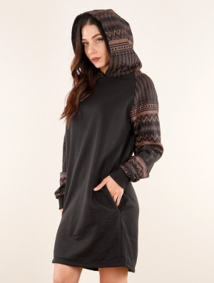 Black Women Toonzshop Khione Rinji Aztec Gender Neutral Hooded Long Sweater Sweater | TKFOCNJ-85