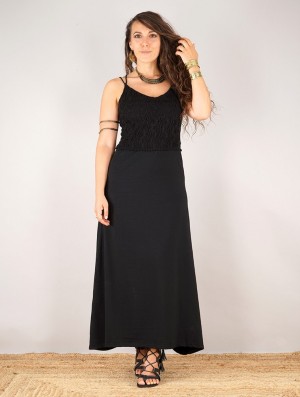 Black Women Toonzshop Nymph Long Dress With A Crochet Chest Dress | AIOHGQX-36