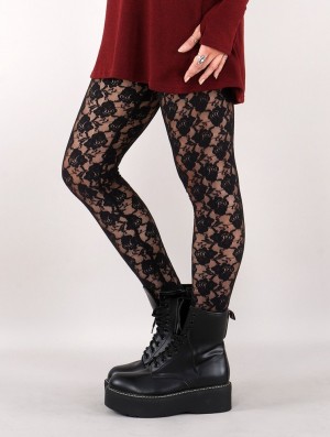 Black Women Toonzshop Yaö-kö Lace Long Leggings Leggings | MHIJQSU-23