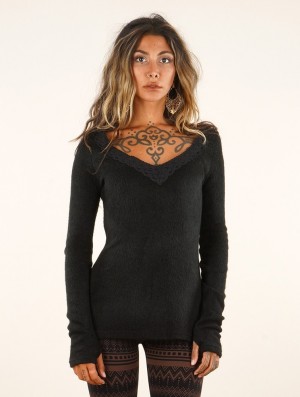 Black Women Toonzshop Ysälys Reversible Crochet-neck Sweater Sweater | BHVALNP-28