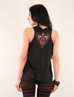 Black and brown Women Toonzshop Talah Printed Tank Top Tank Top | QTXMWOH-17