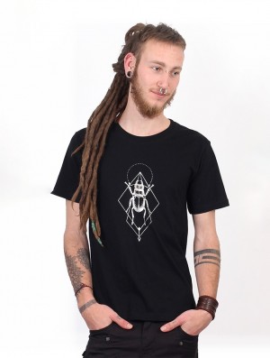 Black and silver Men Toonzshop Scarab Spirit T-shirt T-Shirt | RIWDSQL-01