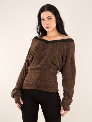 Brown Women Toonzshop Physälis 2in1 Roll-up Sweater Sweater | BLMTKSP-54