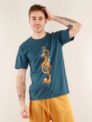 Dark blue Men Toonzshop Vegetal Treble Clef Printed Short Sleeve T-shirt T-Shirt | FDRYAXI-57