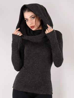 Dark grey Women Toonzshop Mantra Big Collar Sweater Sweater | STEJRZO-27