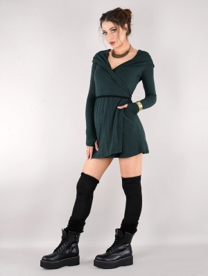 Dark teal Women Toonzshop Dark Wrap Sweater Dress Dress | BMLTCYJ-56