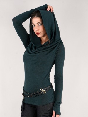 Dark teal Women Toonzshop Kali Cowl Neck Sweater Sweater | RTBQUOI-48