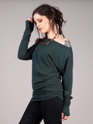 Dark teal Women Toonzshop Kayäaz Batwing Sleeve Sweater Sweater | PVNHLQS-08