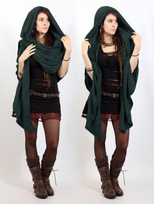 Dark teal blue Women Toonzshop Danae Hooded Cape Ponchos | MKDOTWH-38