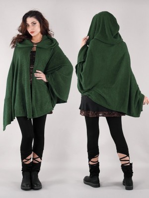 Forest green Women Toonzshop Danae Hooded Cape Ponchos | UYGFZOJ-30