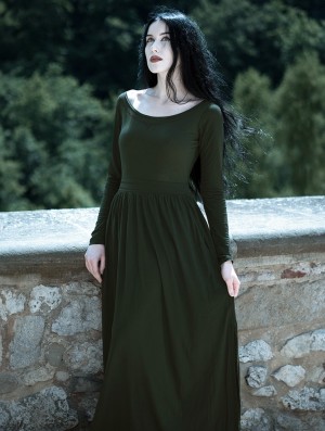 Forest green Women Toonzshop Lotus Artanis Long Sleeve Long Dress Dress Dress | EDLZWRT-76