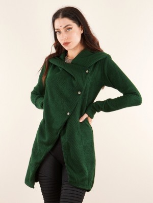 Forest green Women Toonzshop Panimya Large Collar Crossed Front Jacket Jackets | TGRHFEW-93