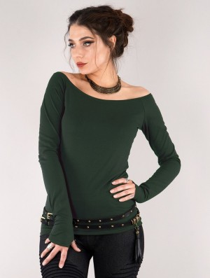 Forest green Women Toonzshop Saädiya Long Sleeve Top Tops | QHGLFTX-92