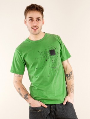 Green Men Toonzshop Electrosystem Printed Short Sleeve T-shirt T-Shirt | CNKBMEW-19