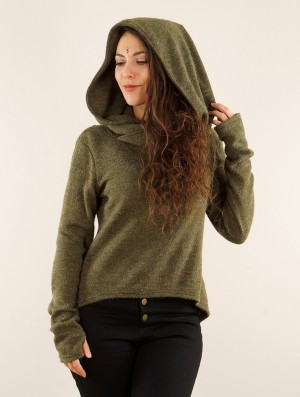 Khaki green Women Toonzshop Oxymöre Mini Hoodie Hoodie | JCBOPZT-42