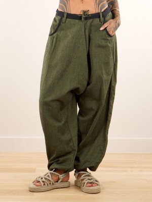 Mottled olive green Women Toonzshop Niharika Gender Neutral Sarouel Pants Pants | UTRBGEF-90