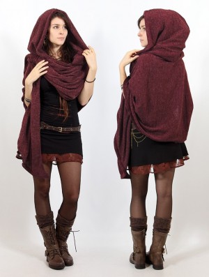 Mottled wine Women Toonzshop Danae Hooded Cape Ponchos | DIRCFAX-62