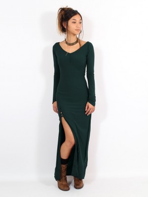 Peacock teal Women Toonzshop Aryäa Long Dress Dress | GCEZXOK-79