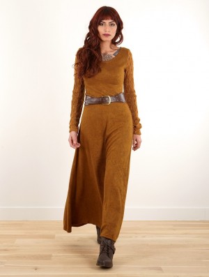 Rusty Women Toonzshop Melisandre Crochet Long Sleeve Long Sweater Dress Dress | OFKVWMJ-06