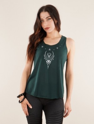 Teal and silver Women Toonzshop Alruwhani Printed Tank Top Tank Top | JEAGWHO-92