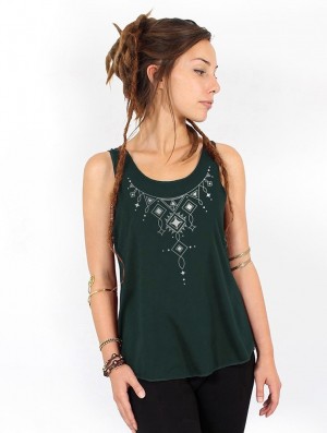 Teal and silver Women Toonzshop Kyaani Printed Tank Top Tank Top | AGUCWXI-17