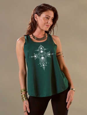 Teal and silver Women Toonzshop Mazica Printed Tank Top Tank Top | ZQBIVCX-71