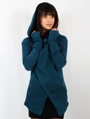 Teal blue and black Women Toonzshop Adrika Cardigan Cardigan | NDFOUWY-56