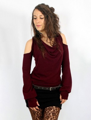 Wine Women Toonzshop Elixir Bare Shoulder Pullover Pullover | WBOYVZE-90