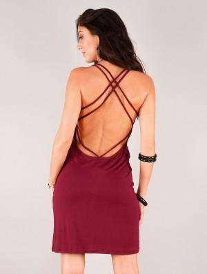 Wine Women Toonzshop Emiko Bare Back Sleeveless Short Dress Dress | POCUGQK-36