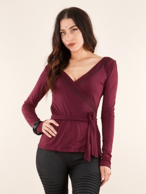 Wine Women Toonzshop Irwaen Indie Long Sleeve Top Tops | PJOLCYH-61