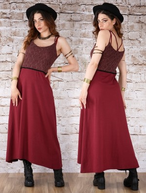 Wine Women Toonzshop Nymph Long Dress With A Crochet Chest Dress | DVSCRUW-78