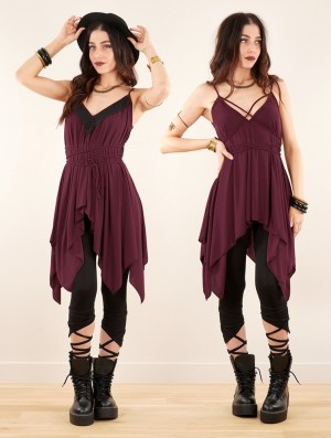 Wine Women Toonzshop Topäaz Loose And Reversible Strappy Tunic Tops | YTCAQUE-56