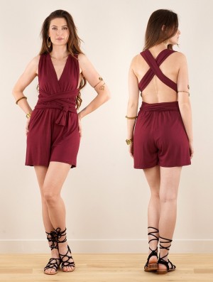 Wine Women Toonzshop Wakiza Short Infinity Playsuit Playsuit | WSIOLYH-73