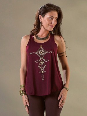 Wine and gold Women Toonzshop Luunja Printed Tank Top Tank Top | TIPNJKD-82