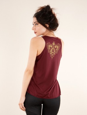 Wine and gold Women Toonzshop Talah Printed Tank Top Tank Top | PCEMIDQ-28