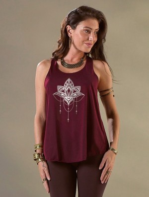 Wine and silver Women Toonzshop Anitaya Printed Tank Top Tank Top | XRTAJBP-45