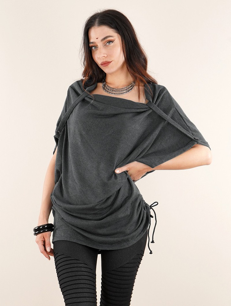 Anthracite grey Women Toonzshop Mandlu Tunic Top Tops | LUXVPDK-64