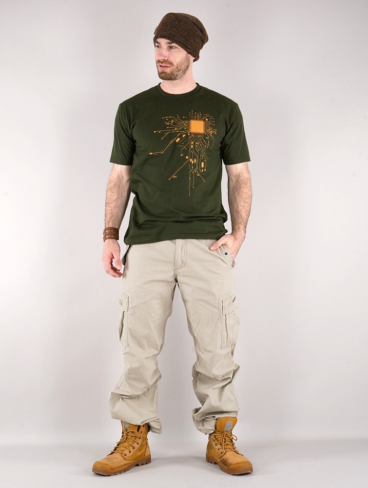 Army green Men Toonzshop Electrosystem Printed Short Sleeve T-shirt T-Shirt | VIMZGBE-24