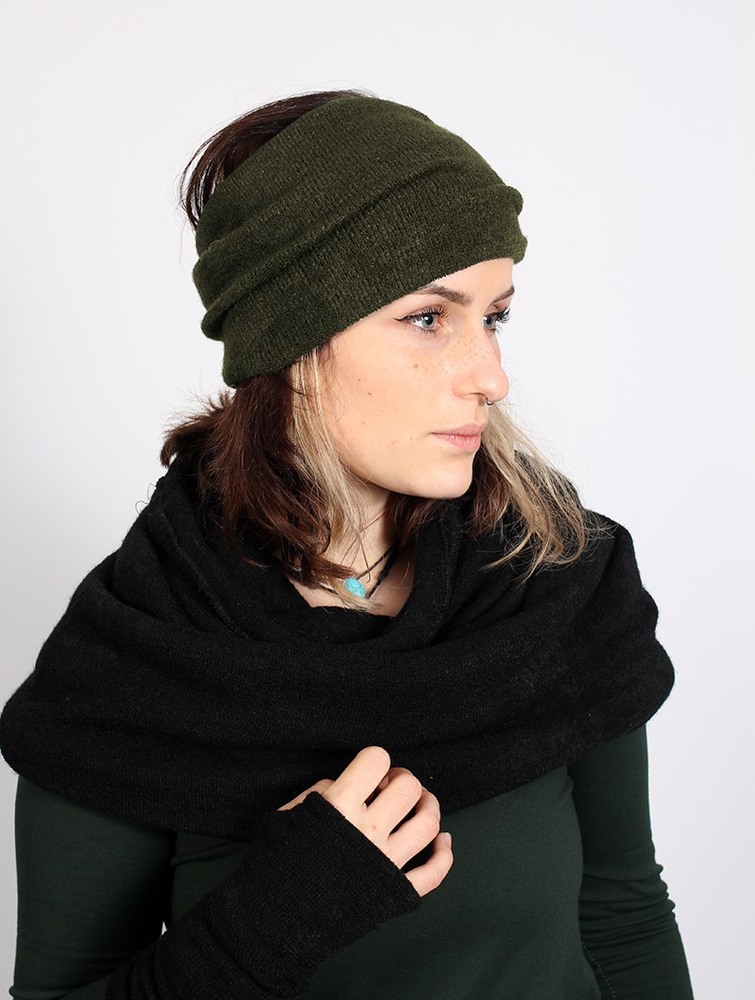 Army green Women Toonzshop Aikköoz Feathered Headband Hats | OLWHRUT-02